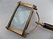 ARES INDIA Antique Color Vintage Style Brass Rectangle Big Magnifying Glass Magnifier Hand Held Excellent Magnification