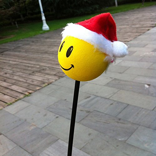 COGEEK Car Antenna Christmas Topper Smiley Face Wool Hat Ball EVA Car Decorative