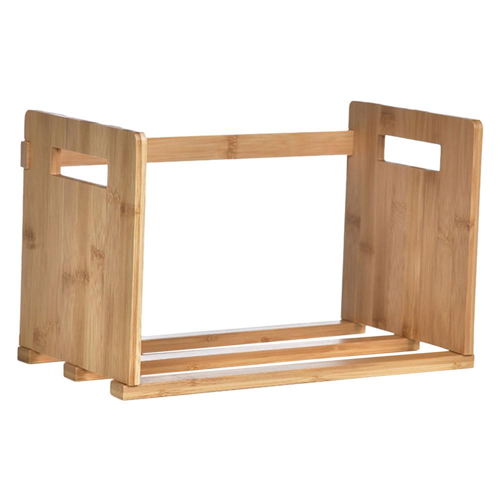 Cabilock Bamboo Scalable Desktop Bookshelf - Adjustable Mini Storage Shelf for Home & Office, Space-Saving Desk Organizer