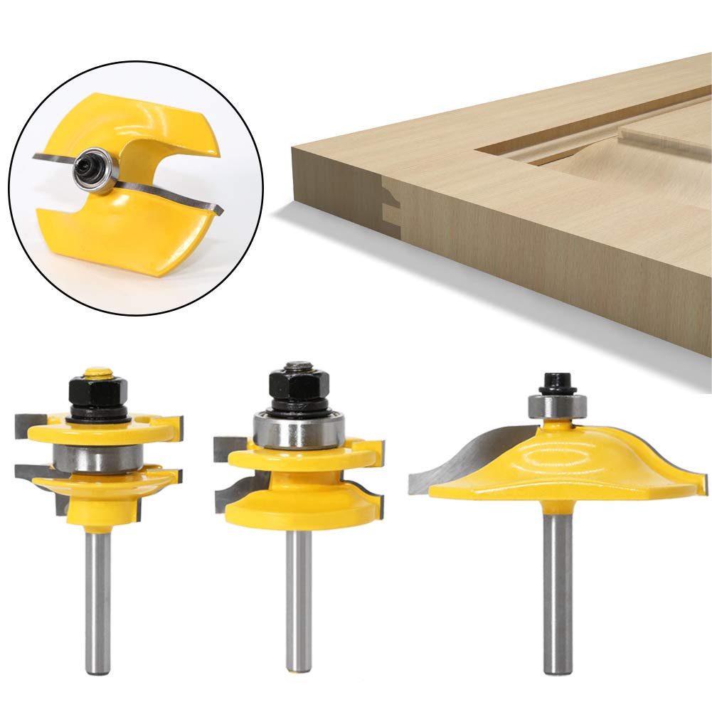DBoyun 3pcs 1/4 Inch Shank Ogee Rail and Stile Ogee Raised Panel Router Bit Set: Industrial & Scientific