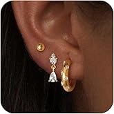 Relveo Gold/Silver Earrings for Women Dainty 14k Gold Plated Lightweight Huggie Hoop Earrings Set Trendy Gold/Silver Earring Small Hoop Earrings for Women Jewelry Gifts