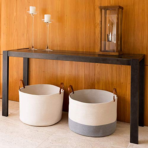 OrganiHaus Gray Baskets for Organizing 20x13 Large Blanket Basket for