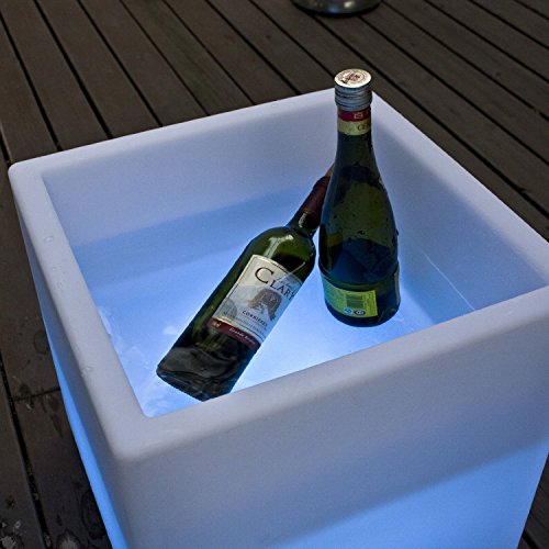 Mr.Go Outdoor/Indoor Rechargeable LED Light SEMI-STORAGE CUBE 16", Cordless with Remote Control RGB Color Changing Glowing Furniture Cabinet Container End Table Ice Bucket Flower Pot Planter
