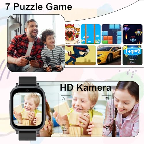 Reloj Inteligente Niño, 4G Reloj GPS Niños Localizador y Llamadas Smartwatch Niños Teléfono Videollamada Impermeable SOS Móvil Juego Voz Chat Despertador Clase Modo, Reloj NiñosEstudiante Regalo