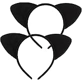 SETRUE 2 Pack Cat Ears Headband, Soft Black Cat Ears Costumes for Women Halloween Party Cosplay and Daily Use