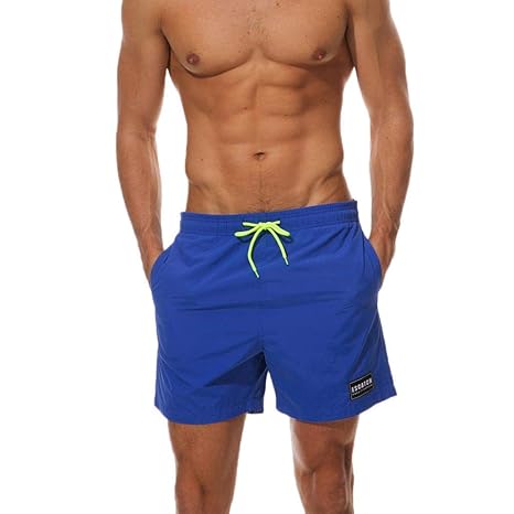 TEBAISE Herren Vert Shorts Boardshorts Solide Wasserdichte Badehose Badeshorts in Vielen Farben Schwarz