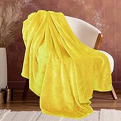 Fleece Yellow Throw Blanket for Couch Cozy Soft