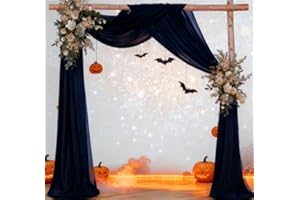 Jimtx Fall Navy Blue Wedding Arch Draping Fabric 1 Panel 29" × 20FT Sheer Drapes Outdoor Curtain for Wedding Ceremony Baby Bridal Shower Arch Ceiling Backdrop Decor