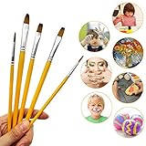MZD8391 5PC Nylon Hair Wooden Art Paint Brush Set for Artist, Watercolor, Acrylics, Oil, Body, Nail, Face Painting
