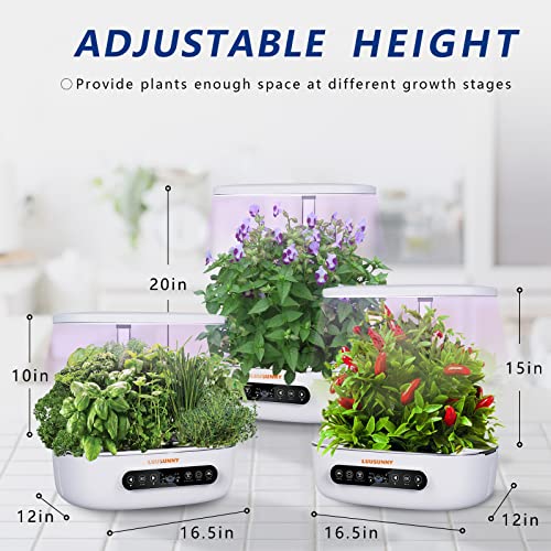 Hydroponics Growing System LUUSUNNY 12pods Indoor Herb Garden Kit with 38W Samsung LED Grow Light Plant Germination Kit with Automatic Timer and 7L Large-Capacity Water Tank,Up to 20\