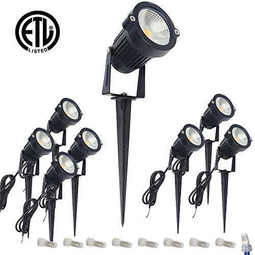 ALEDECO Outdoor Led Landscape Lights 12V 5W Low Voltage Waterproof Garden Pathway Tree Spotlight (8 Pack)
