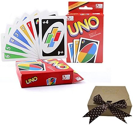 Younglingn UNO 1 Pack Classic Board Game Standard 108 English Cards Game with Gift-Wrapped for Family Enjoy More Fun - Christmas Surprise (Brown)