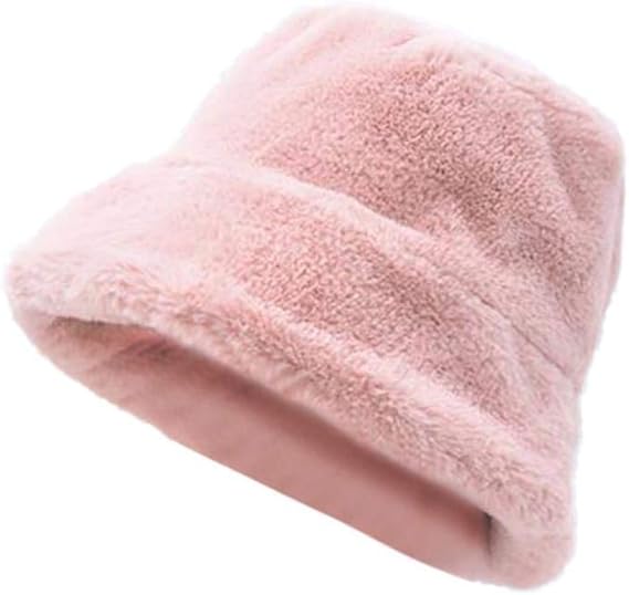 Amazon Co Jp ファッションレディース冬のバケットハットかわいいと暖かい帽子ハンティング釣り帽子の女性の冬 Gorros Mujer Inviernozhenskieshapki ピンク 服 ファッション小物