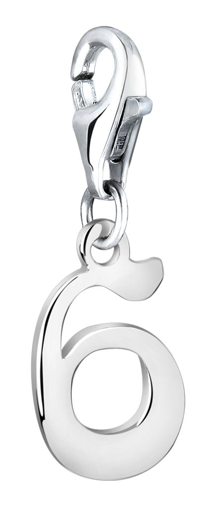 Nenalina 713261-000 Number 6 Charm Pendant in 925 Sterling Silver, Fits All Common Charm Bracelets