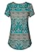 Vinmatto Women's Scoop Neck Pleated Blouse Top Tunic Shirt(XL,Multi Green Blue)