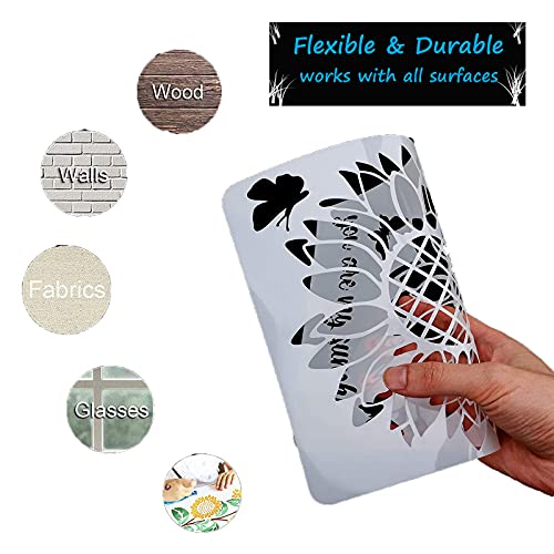Sunflower Stencil, 11 Pcs A4 Size Reusable Butterfly Sun Flower Stencils for Painting on Wood Canvas Bee Dragonfly Stencil Kit for Drawing on Walls DIY Mylar Template, 8.4 x 11 inch