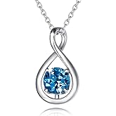 FANCIME Valentines Day Gift Birthstone Necklaces for Women Fine Jewelry Sterling Silver Dainty Infinity Pendant Anniversary Birthday Gifts for Her Wife Mom Lady Daughter, Chain 16"+2" Extend