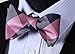 HISDERN Pink Bow Ties for Men Check Plaid Bowtie Self Tie and Pocket Square Classic Formal Tuxedo Wedding Bowties Handkerchief Set