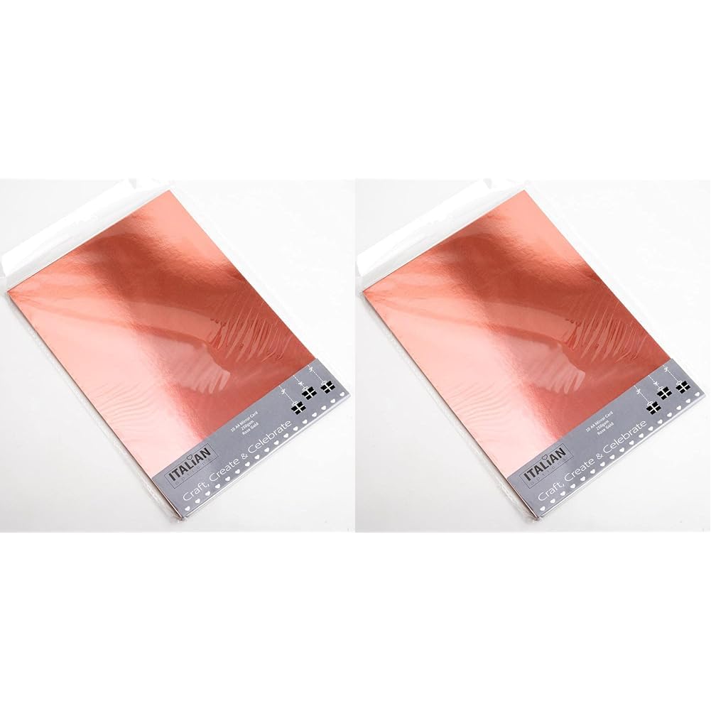 Italian Options 250GSM Mirror Card Craft Paper 10 Sheets, A4 Size, Rose Gold (Pack of 2)