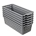 Doryh Long Plastic Basket Trays, Slim Pencil Organizer Grey, 6-Pack