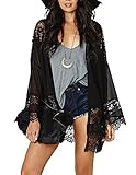 Women's Floral Crochet Lace Kimono Cardigan Fringe Beach Cover up Blouses Top