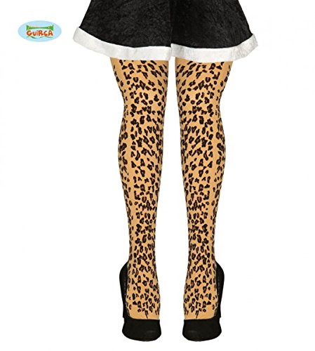 Ladies leopard print fancy dress tights yellow