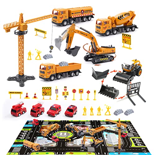 skirtoy Kids Construction Vehicles Playset with Playmat, 18" Crane Toy