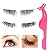 Frcolor Magnetic Eyelashes Set 2 Pair Reusable False Eyelashes with Applicator Tweezers