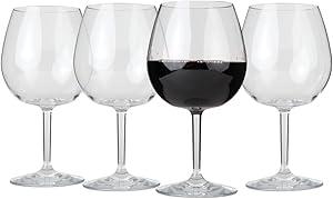 Lily's Home Unbreakable Red Wine Glasses, Made of Shatterproof Tritan Plastic and Ideal for Indoor and Outdoor Use, Reusable (22oz each, Set of 4)