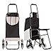Stair Climbing Multipurpose Folding Utility Cart with Built-In Seat for Laundry, Grocery, Shopping and More