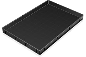 Baderke 24 x 15.5 Inches Oil Drain Pan for Changing Leak Proof Mini Fridge Drip Tray Plastic Oil Change Pan for Mini Fridges Air Conditioners Machinery Under Car(1 Pc,Black,1.89 Inch)