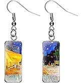 MIGUO STORE Chic Fashion Creative Color Time Gem Earrings for Women Unique Van Gogh Painting Silhouette Abstract Art Earrings Jewelry