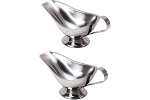 Leadigol 2Pcs Stainless Steel Gravy Boat,5 OZ Gravy Boat Seasoning Cup,Gravy Server with Lip,Gravy Dish with Handle,Gravy Pourer for Thick Sauces