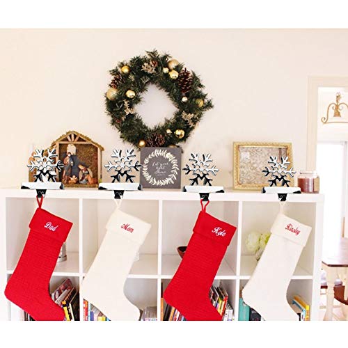 Fowecelt 2 Pack 3D Snowflake Christmas Stocking Hanger Silver Metal Mantel Stockings Holders for Christmas Decorations