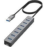 USB 3.0 hub, atolla 7-Port Multi USB Aluminum hub, 1m Extension Cable USB Splitter, Suitable for PC, Laptop, MacBook Pro, etc.