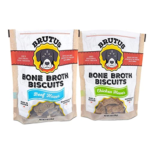 Brutus Broth Dog Biscuits, 1 Bag Each Of Beef And Chicken Biscuits 16