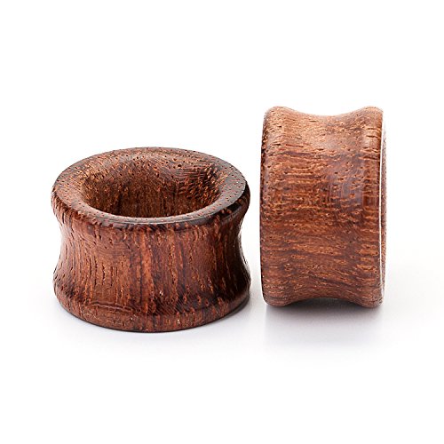 CABBE KALLO 2Pair Natural Wood Ear Tunnels and Plugs Vintage Brown Wooden Ear Stretcher Gauges (Gauge=6mm(2g)) - Thumbnail 2