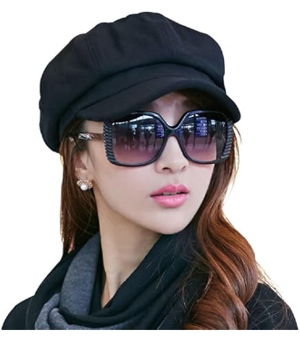 URSFUR Women's Real Rex Rabbit Fur Peaked Cap - Spiral Design Coffee & Red, Windproof Winter Hat - View #11