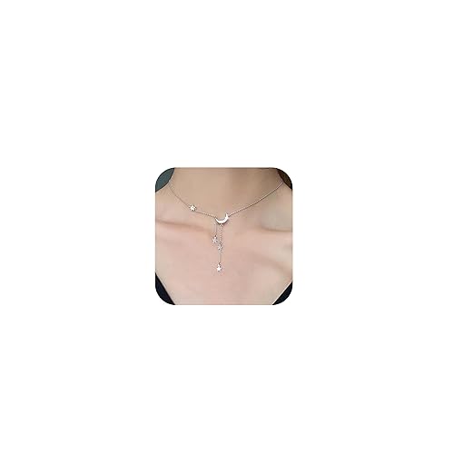 Tiantian Dainty Gold Plated Star Choker Necklace Moon Star