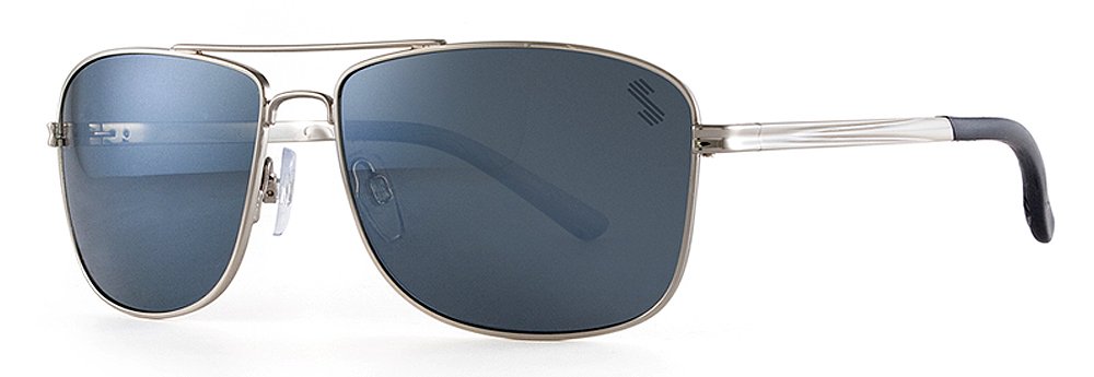 Sun Dog Credo Golf TrueBlue Sunglasses Silver Rectangular Lenses in Smoke Grey