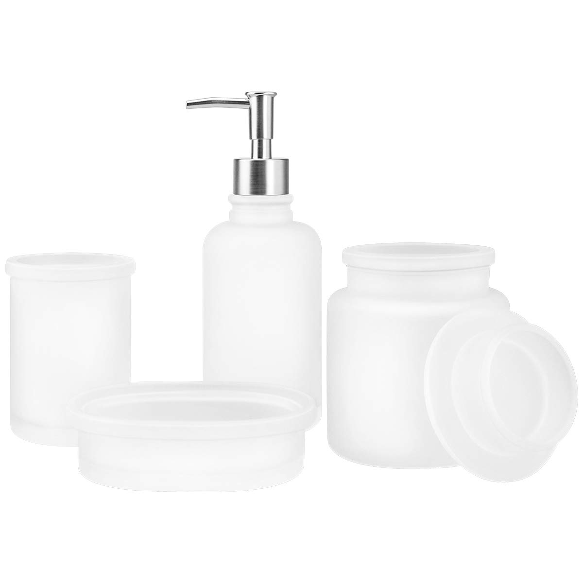4 Piece Glass Bathroom Accessories Set