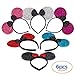 Flexible Minnie Mouse Ears - Perfect Glitter Headbands for Costume Accessories and Boys Girls Kids Party - Pack of 6, Solid Black and Red Bow