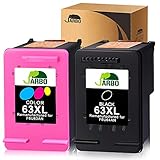 JARBO Remanufactured Ink Cartridge Replacement for HP 63 63XL Ink Cartridges Combo Pack, 1 Black+1 Tri-Color, for HP Envy 4520 4516 Officejet 4650 3830 3831 4655 Deskjet 2130 2132 1112 3630 3633 3634