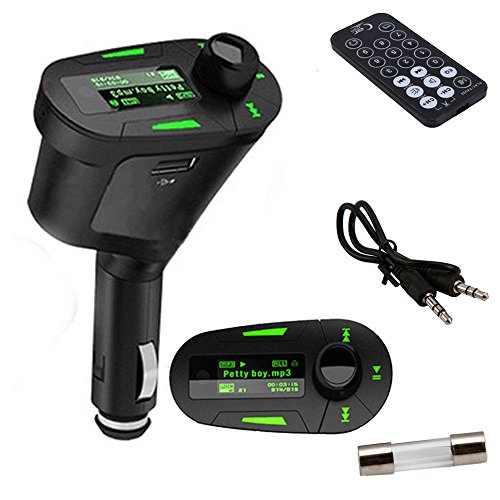 Car Kit MP3 Player Wireless FM Transmitter Music Player LCD USB SD MMC with Wireless Remote Control Green