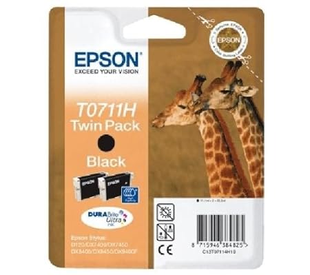 Epson Tintenpatrone T0711H Giraffe, Doppelpack Schwarz