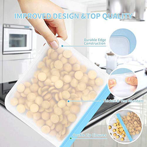 sherry Reusable Food Storage Bags,10 Pack Reusable Ziplock Bags Bread Box Set (4 Reusable Snack Bags 4 Reusable Lunch Bags 2 packs Gallon Freezer Bags) - Thumbnail 2