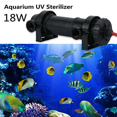 DoMoment 18W Aquarium UV Sterilizer Lamp Light Clarifier Water Cleaner Pond Tank Fountain Reef Pump Filter US Plug