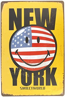 12x8 Inches Pub,bar,home Wall Decor Souvenir Hanging Metal Tin Sign Plate Plaque (NEW YORK SMILE)