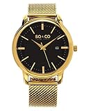 SO&CO New York Men's 5207.5 Madison Quartz Date Gold Tone Stainless Steel Mesh Bracelet Watch