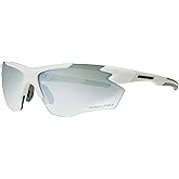 Rawlings Nice Pick Blade Youth Baseball Sunglasses, Shiny White/Blue Mirror, 70mm